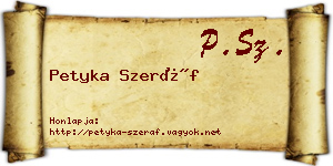 Petyka Szeráf névjegykártya